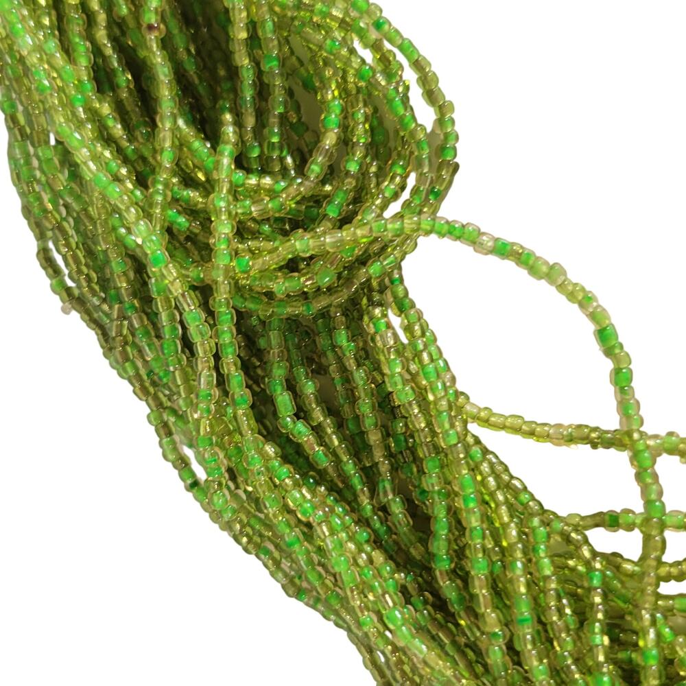 48" Long Lime Green Seed Bead Necklace Boho Multistrand India Handmade NEW - Picture 4 of 9
